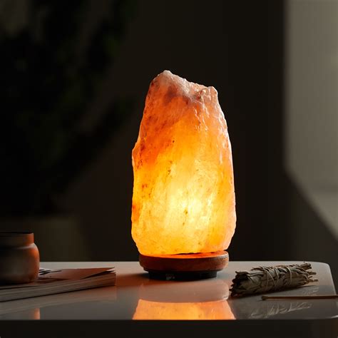 Pure Organic Himalayan Salt Lamp Natural Shape With Wooden Base & 15-watt Bulb, And Ul-certified ...