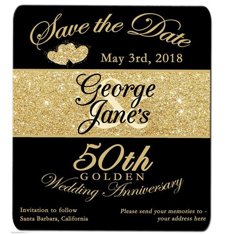 Save the Date Card 50th Anniversary Gold Save the Date Card | Etsy