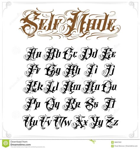 Tattoo lettering set stock vector. Image of style, decorative ...