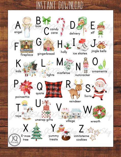 Printable Christmas Art Christmas Abc's A-Z Christmas - Etsy | Christmas words, Christmas prints ...