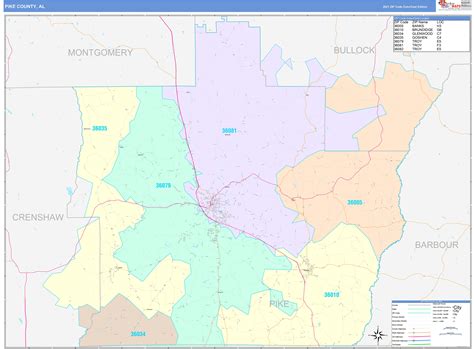 Pike County, AL Wall Map Color Cast Style by MarketMAPS - MapSales.com