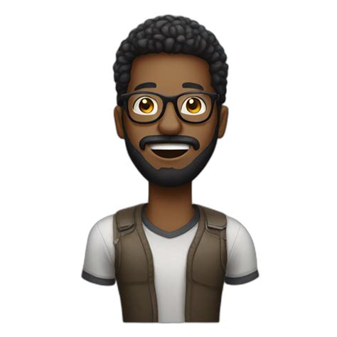 A white young man speaking on a stage with microphone | AI Emoji Generator