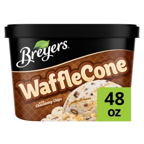 Breyers 100% Grade A Milk Waffle Cone Vanilla with Chocolate Chips Frozen Dessert Ice Cream, 48 ...