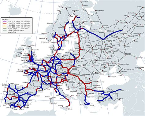 Карта железных дорог европы