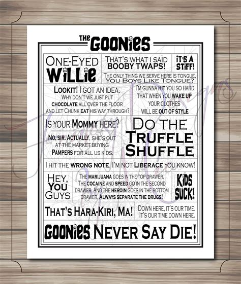 Goonies Movie Quotes Print // Typography Print // Movie Quotes // Quote ...