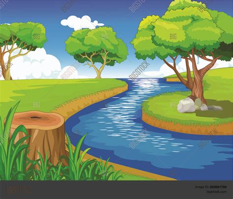 Landscape River Near Vector & Photo (Free Trial) | Bigstock