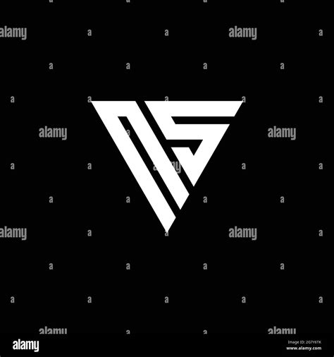 NS Logo letter monogram with triangle shape design template isolated on black background Stock ...