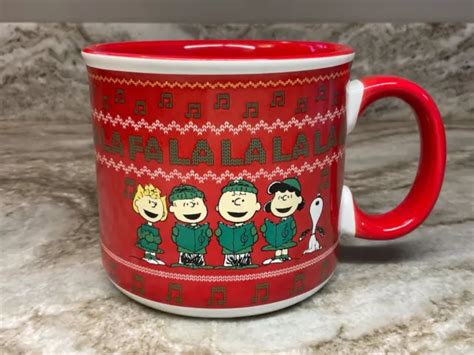 LARGE COFFEE MUG. Charlie Brown, Snoopy, Lucy. Christmas Caroling Fa La La. New. $16.99 - PicClick