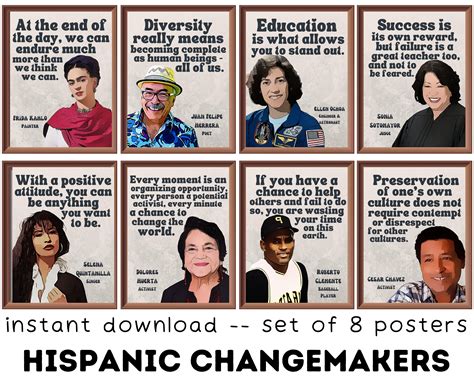 Retro Hispanic Leaders in History set of 8 Printable | Etsy