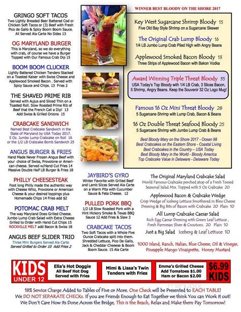 Menu of Crabcake Factory USA in Ocean City, MD 21842