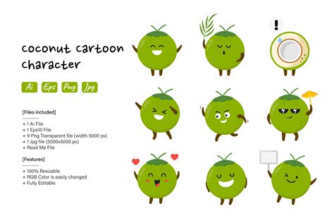 Coconut Cartoon Character Graphic by INNNI · Creative Fabrica