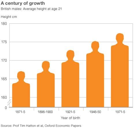 Men's average height 'up 11cm since 1870s' - BBC News