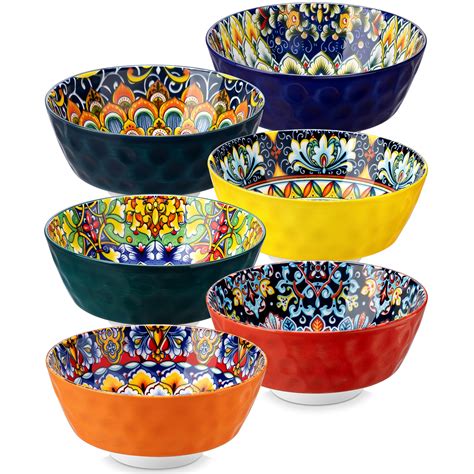 vancasso Cereal Bowls, Ceramic Soup Bowls Set of 6, 26 oz Corlorful Bowls Set for Kitchen ...