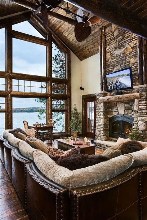 47 Extremely cozy and rustic cabin style living rooms