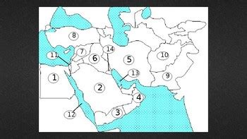 Middle East Map Quiz (14 Countries and Physical Features) With Clickable Buttons