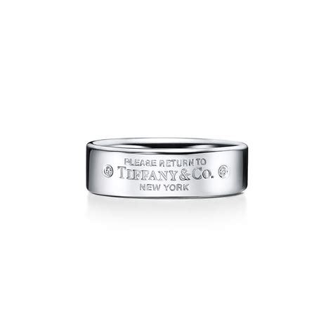 Return to Tiffany™ narrow ring in sterling silver with diamonds, 6 mm ...