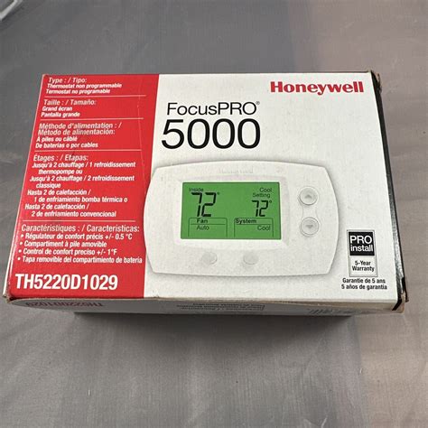 Honeywell TH5220D1029 FocusPro 5000 Non-Programmable No Battery Cover For Parts | eBay