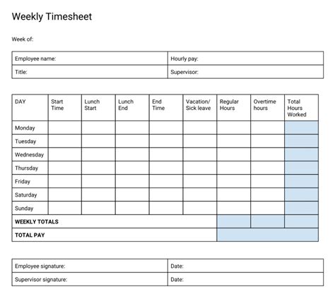 Timesheet Template Calculator | TUTORE.ORG - Master of Documents