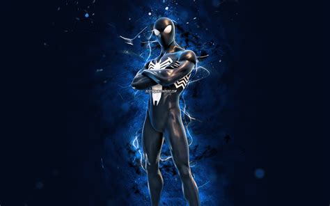 Download wallpapers Symbiote Suit Spider-Man, 4k, blue neon lights ...