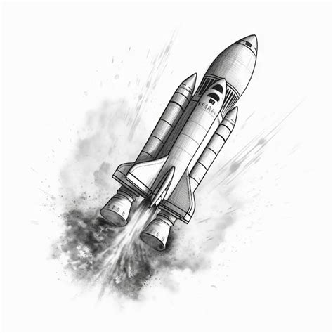 Premium Photo | A rocket starting into space as a black and white ...