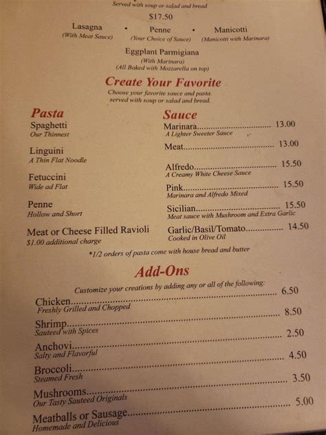 Menu at Biagio's Italian Restaurant, Lake Forest