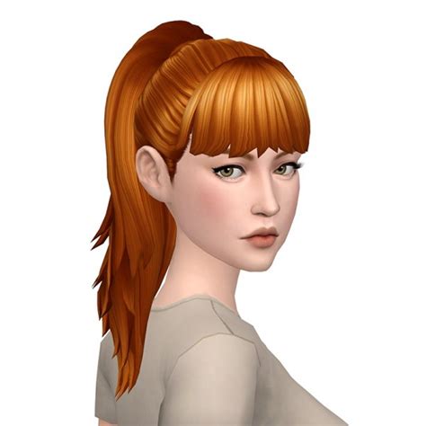 Deelitefulsimmer: Simple ponytail with and without bangs hair - Sims 4 Hairs