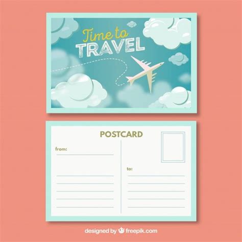Travel postcard template with flat desig... | Free Vector #Freepik #freevector #travel #design # ...