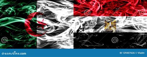 Algeria, Algerian Vs Egypt, Egyptian Smoke Flags Placed Side by Side. Concept and Idea Flags Mix ...