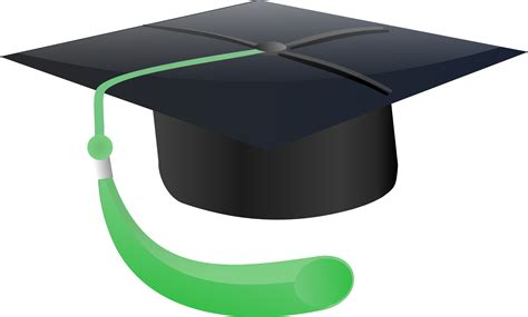 Free Graduation Cap With Green Tassle Clipart Illustration