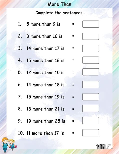 A Number More than Other Number - Math Worksheets - MathsDiary.com