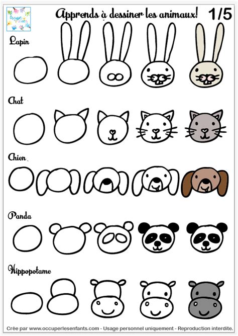 Comment dessiner des animaux (doodles tête d'animal facile) - Occuper Les Enfants