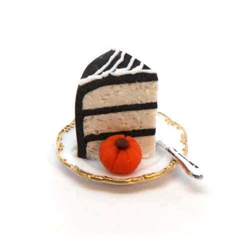 Slice of Web Halloween Cake w/ Pumpkin | Stewart Dollhouse Creations