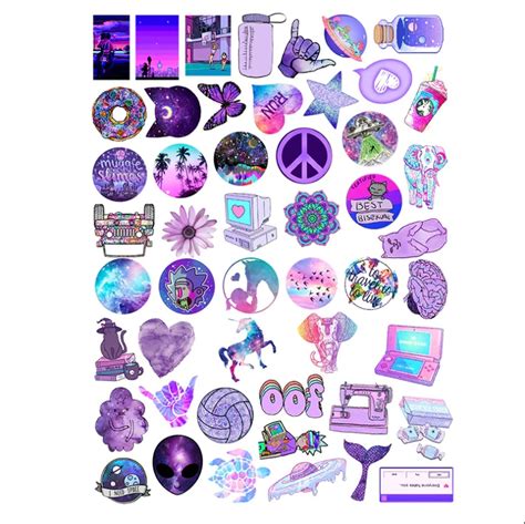 50 Pcs Pack Purple Stickers Mixed for Water Bottles, Cute Funny Waterp – Cool Stickers 2020 in ...