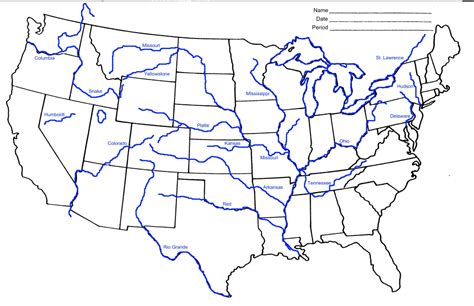 Maps Of Usa Us Major Rivers Map Printable Best Full State Names - Us Rivers Map Printable ...