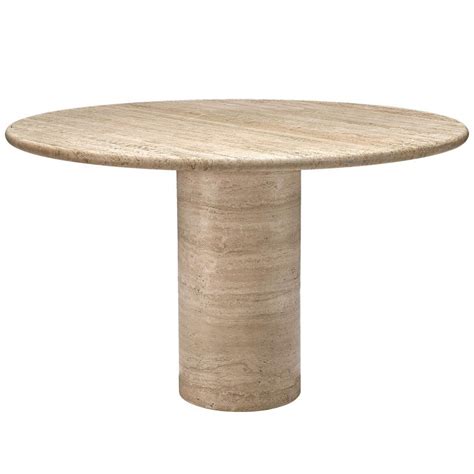 Round Travertine Pedestal Table at 1stDibs