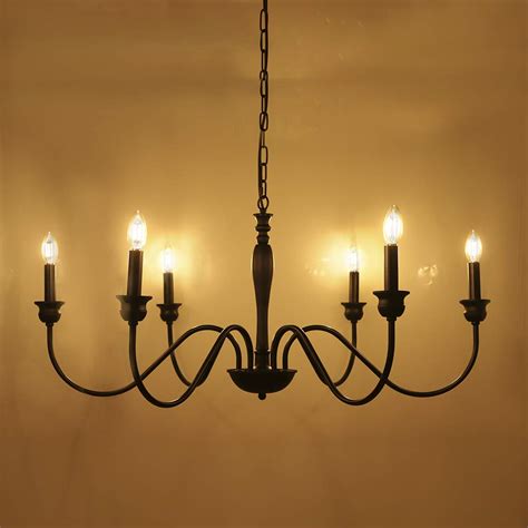 Wellmet 6-Light Farmhouse Chandelier 38 Inch, Farmhouse Light Fixture for Dining Room, Rustic ...