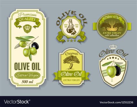 Oilve oil labels Royalty Free Vector Image - VectorStock