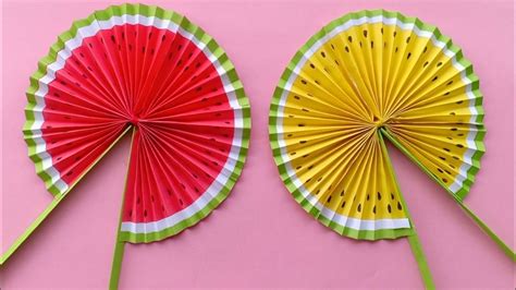 Cute Paper Pop Up Fans /DIY Watermelon Hand Fans |making paper fan /how ... | Paper crafts diy ...