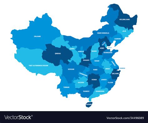 China - map provinces Royalty Free Vector Image