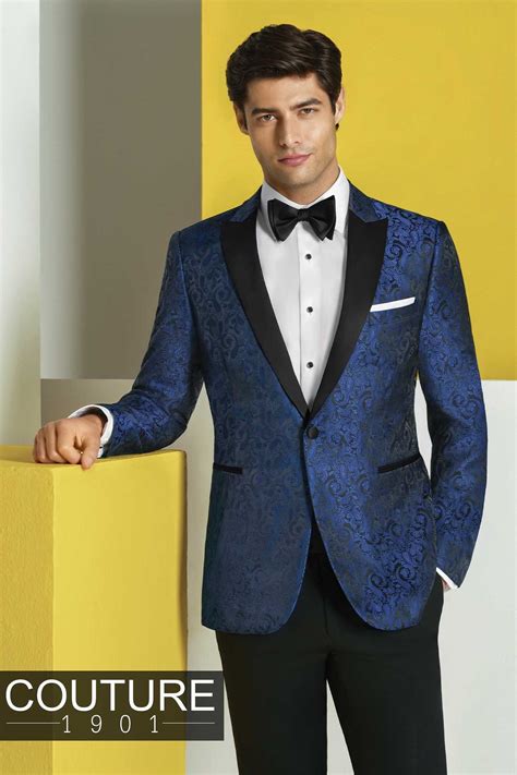 Milroy's Tuxedos - Blue Paisley Prom Tuxedo Rental