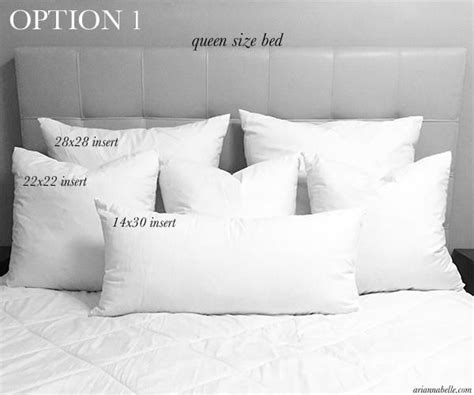 Pillow size and arrangement guide for queen beds | Bedroom pillows arrangement, Pillow size ...