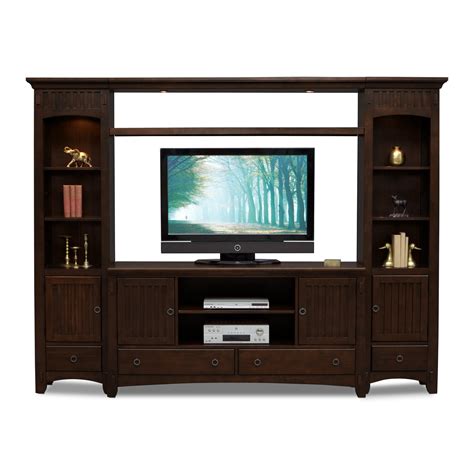 Arts & Crafts Dark II 4 Pc. Entertainment Wall Unit | Value City Furniture