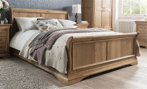 Montagne Solid Oak Sleigh Bed - 6ft - Superking - Island Furniture Co