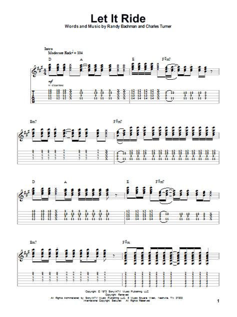 Let It Ride by Bachman-Turner Overdrive Sheet Music for Guitar Tab ...