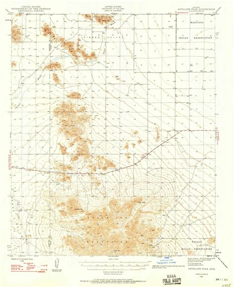 Antelope Peak, Arizona 1946 (1958) USGS Old Topo Map Reprint 15x15 AZ Quad 314314 - OLD MAPS