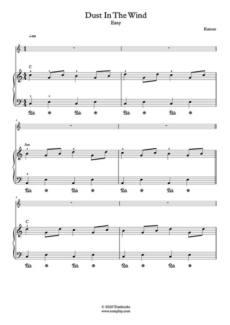 Piano Sheet Music Dust in the Wind (Easy Level, with Orchestra) (Kansas)