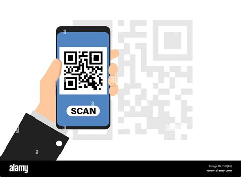 Smartphone in hand scan QR code. Qrcode on phone camera. Vector isolated flat illustration Stock ...