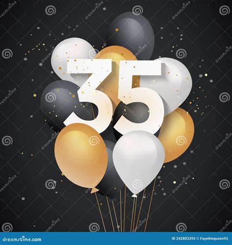 Happy 35th Birthday Balloons Greeting Card Background. Cartoon Vector ...