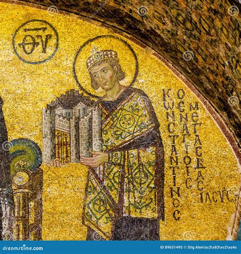 Mosaic of Emperor Constantine the Great in Hagia Sofia, Istanbul Editorial Image - Image of ...