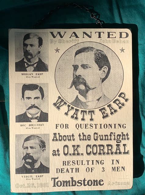 Wyatt Earp and the Gunfight at O.K. Corral HANDMADE Hanging - Etsy